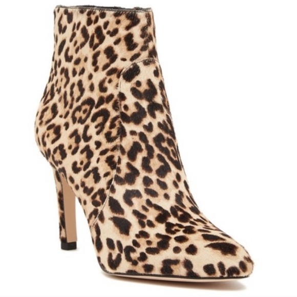 Sam Edelman Olette Leopard Animal Print Fur Boots Heels Black Brown 7 Pony Hair - Picture 1 of 15